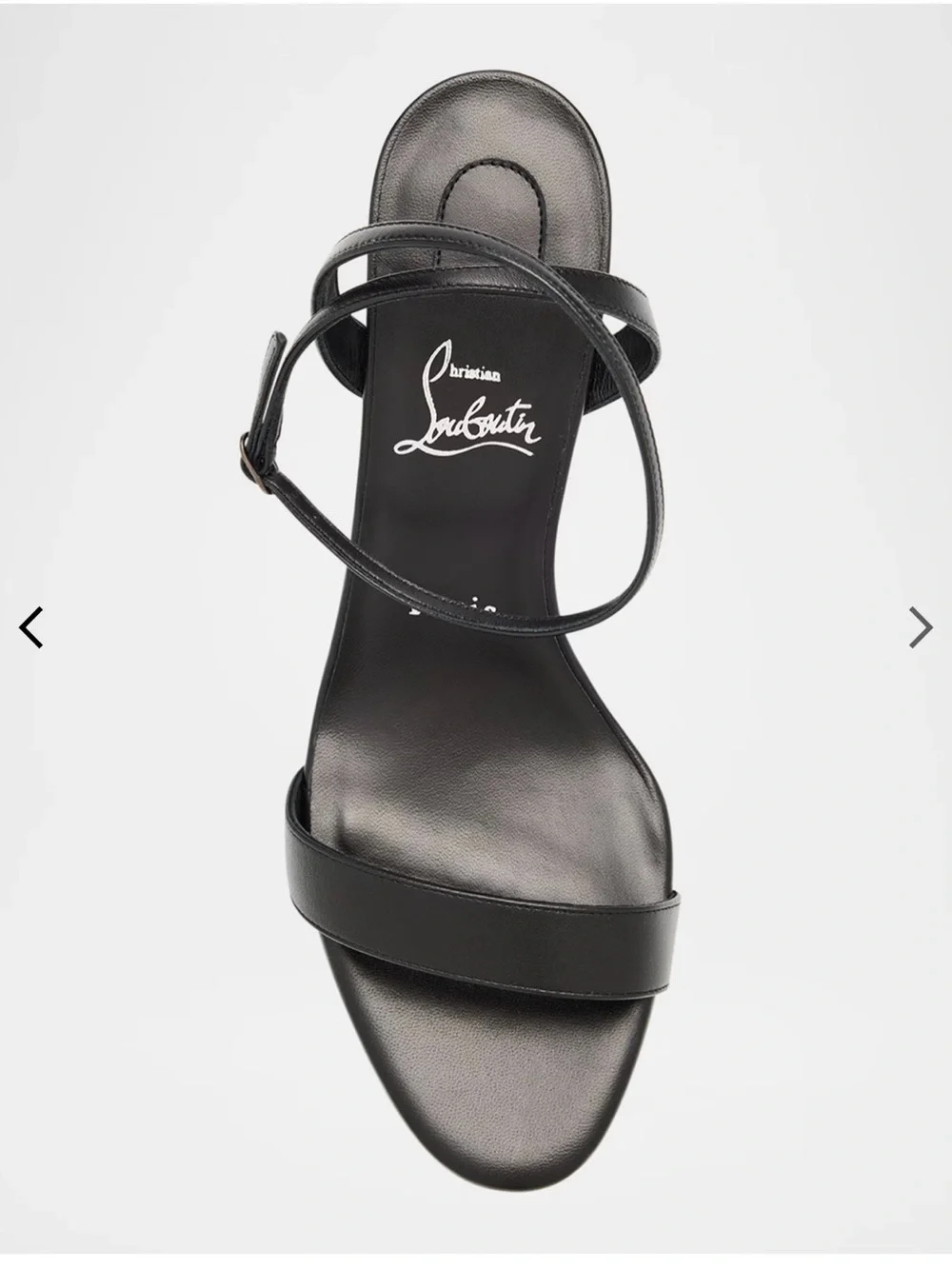 Christian Louboutin Black Leather Ankle-Strap Stiletto with Red Sole
